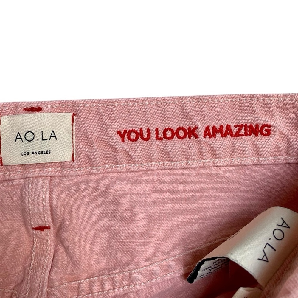 Alice + Olivia AO.LA Pink High Rise Girlfriend Jeans 28 Blush Straight Leg - Picture 9 of 12
